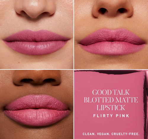 Good Talk Soft Matte Lipstick / Flirty Pink - On-Figure, view larger image-view-3